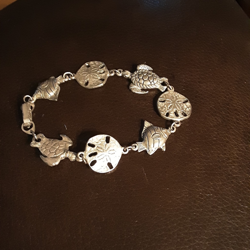 Sea themed bracelet  fish, sand dollar, sea turtle charms
